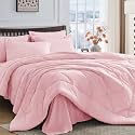 HEVUMYI 7-Piece Queen Comforter Set, Pink Bed in a Bag