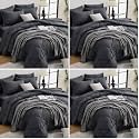 HEVUMYI 7 Pieces Queen Comforter Set, All Season Reversible Bed in a Bag, Ultra Soft Queen Bedding Set with Grey Comforter, Flat Sheet, Fitted Sheet, Pillowcases, Pillow Shams, Dark Grey (Pack of 4)