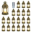 Hewory 20PCS Gold Mini Lanterns for Party Decoration, Remote LED Candles
