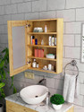 Hexa Red Bathroom Mirror Cabinet Organizer Shelf for Wall ( Giant Wood ) 2.1 x 1.6 Feet Wooden Wall Shelf (Number of Shelves - 4, Brown)