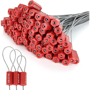 hexagonal cable security seal pull tight otl - security tag straps for trailers cargo containers vans oil tank truck milk vehicle coal conveyor 50 red