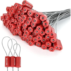 hexagonal cable security seal pull tight otl - security tag straps for trailers cargo containers vans oil tank truck milk vehicle coal conveyor 100 red