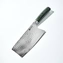 HexClad 7" Japanese Damascus Stainless Steel Cleaver Knife, Full Tang