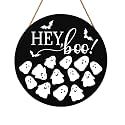 Hey Boo Sign 12x12 Inch Halloween Wreaths for Front Door Halloween Ghost Wood Door Hanger Black Boo Sign Farmhouse Holiday Decorations Wall Hanging Plaque for Trick or Treat Party Inside Outside