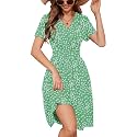 Heymoments Short Sleeve V Neck Summer Dress for Women