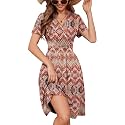 Heymoments Short Sleeve V Neck Summer Dress for Women