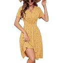 Heymoments Short Sleeve V Neck Summer Dress for Women