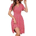 Heymoments Short Sleeve V Neck Summer Dress for Women