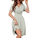 Heymoments Short Sleeve V Neck Summer Dress for Women