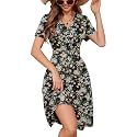 Heymoments Short Sleeve V Neck Summer Dress for Women