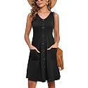 Heymoments Women Sleeveless Summer Beach Dresses with Pockets