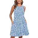 Heymoments Women Sleeveless Summer Beach Dresses with Pockets