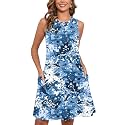 Heymoments Women Sleeveless Summer Beach Dresses with Pockets