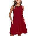 Heymoments Women Sleeveless Summer Beach Dresses with Pockets