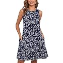 Heymoments Women Sleeveless Summer Beach Dresses with Pockets