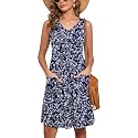 Heymoments Women Sleeveless Summer Beach Dresses with Pockets