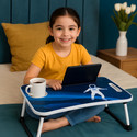 HF HARSH FASHION Wood Portable Laptop Table (Finish Color - Digital Printed Blue, Pre Assembled)