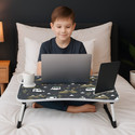 HF HARSH FASHION Wood Portable Laptop Table (Finish Color - Digital Printed Grey, Pre Assembled)