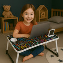 HF HARSH FASHION Wood Portable Laptop Table (Finish Color - Digital Printed Black, Pre Assembled)
