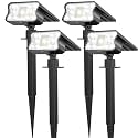 HGGH Solar Lights Outdoor Waterproof IP67, 60 LED 3 Lighting Modes Solar Spot Lights Outdoor for Yard Garden Pathway Landscape, Auto On/Off, Function 2 in 1(Cool White, 4 Pack)