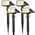 HGGH Solar Lights Outdoor Waterproof IP67, 60 LED 3 Lighting Modes Solar Spot Lights Outdoor for Yard Garden Pathway Landscape, Auto On/Off, Function 2 in 1(Warm White, 4 Pack)
