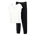 HGps8w Women's Modal Soft Summer Pajamas Sets, Loose V Neck Short Sleeve Top Joggers Pants Matching 2 Piece Lounge Outfits