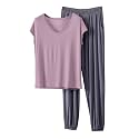 HGps8w Women's Modal Soft Summer Pajamas Sets, Loose V Neck Short Sleeve Top Joggers Pants Matching 2 Piece Lounge Outfits