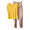 HGps8w Women's Modal Soft Summer Pajamas Sets, Loose V Neck Short Sleeve Top Joggers Pants Matching 2 Piece Lounge Outfits
