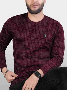 HHFs Printed Men Round Neck Maroon T-Shirt