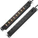 HHSOET 8 Outlet PDU Power Strip, 1U Rack Surge Protection, 15FT, Black, 1
