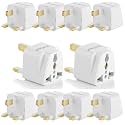 Hi-PLASST (Pack of 10) Type G Universal Travel Adapter - UK Plug Adapter for Indian Pins, Compatible with UK, Dubai, Singapore, Hong Kong, Ireland - 3-Pin Socket Converter for Phone, Laptop, Camera.