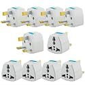 Hi-PLASST (10pcs) UK/London(G-Type) Power Converter Universal Travel Adapter, Type-G Plug Adapter for Indian Pins for England, Dubai, Hong Kong, Ireland, Wales, Scotland, Perfect for Laptop, Camera
