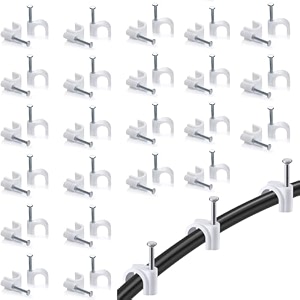 hi-plasst 16mm 300-pack cable clips  metal nail wire fasteners for wall cable management  cord organizer for hdmi wifi router cctv camera charger wires diy projects round clamps 300pc