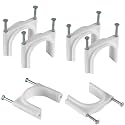 Hi-Plasst 40mm Double Nail Pipe Cable Clips (Pack of 50) | CPVC &amp; UPVC Pipe Clips with Metal Nails for Wire Fastening, Cord Management, and Cable Protection (White)