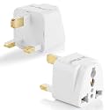 Hi-PLASST (Pack of 2) Type G UK Plug Adapter | India to UK Dubai Singapore Hong Kong Converter | Universal Travel Adapter Flat Pin for iPhone, Laptop, Camera