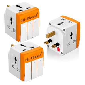 hi-plasst uk plug multi plug adapter - 13a universal 3 pin multiplug socket with individual switch type-g flat pin plug converter for travel to uk hong kong london singapore dubai pack of 3