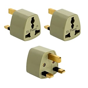 hi-plasst pack of 3 india to uk plug adapter type-g converter - universal travel adapter for uk uae singapore hong kong ireland kenya dubai