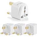 Hi-Plasst (4pcs) Type-G UK Plug Adaptor for Indian Pins Flat Pin Wall Plug Charger for Mobile Laptop Camera for UK, UAE, Singapore,etc (UK Plug -Premium,4 pcs Pack)