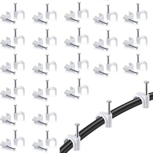 hi-plasst 5mm100pcs wire fastener circle cable clips with metal nails for cable management cord organizer round wire clamps for hanging cables fitting on wall 5mm 100