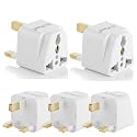 Hi-Plasst (5pcs) Type-G UK Plug Adaptor for Indian Pins Flat Pin Wall Plug Charger for Mobile Laptop Camera for UK, UAE, Singapore,etc (UK Plug-Premium, 5pcs Pack)