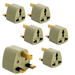 hi-plasst pack of 5 india to uk plug adapter type-g converter - universal travel adapter for uk uae singapore hong kong ireland kenya dubai