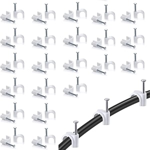 hi-plasst 7mm 300-pack cable clips  metal nail wire fasteners for wall cable management  cord organizer for hdmi wifi router cctv camera charger wires diy projects round clamps 300pc