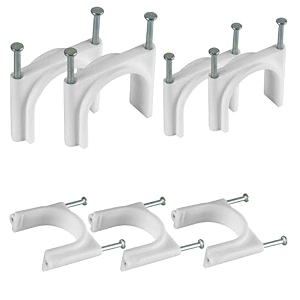 hi-plasst 35mm amp 50mm double nail pipe clamp cable clips 25pcs each - heavy duty cpvc amp upvc pipe clips with metal nails wire fastener cord tie holder for cable management white 1383939  23939