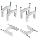 Hi-Plasst 35mm Double Nail Pipe Cable Clips (Pack of 50) | 1.38 Inch CPVC &amp; UPVC Pipe Clips with Metal Nails for Wire Fastening, Cord Management, and Cable Protection (White)