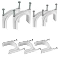 Hi-PLASST 35mm &amp; 50mm Double Nail Pipe Clamp Cable Clips (50pcs Each) - Heavy Duty CPVC &amp; UPVC Pipe Clips with Metal Nails, Wire Fastener, Cord Tie Holder for Cable Management (White, 1.38'' + 2'')