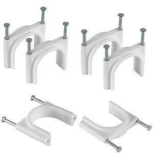 hi-plasst 25mm double nail pipe cable clips pack of 50  1 inch cpvc amp upvc pipe clips with metal nails for wire fastening cord management and cable protection white