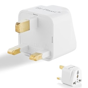 hi-plasst pack of 1 type g universal travel adapter - uk plug adapter for indian pins compatible with uk dubai singapore hong kong ireland - 3-pin socket converter for phone laptop camera