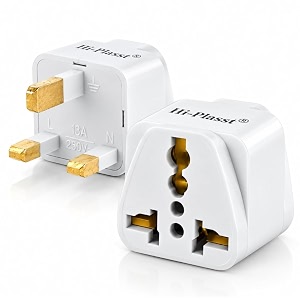 hi-plasst india to uk adapter type-g plug - 1pc pack - uk converter for indian plugs amp devices dubai singapore malaysia - travel plug adapter with universal socket white