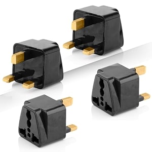 hi-plasst black uk adapter type-g plug - 4pcs pack - uk travel converter for dubai singapore hong kong malaysia - compact amp durable india to uk plug adapter