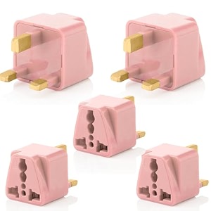 hi-plasst 5pcs pack india to uk plug adapter  type-g plug adapter - uk converter for indian plug for dubai singapore hong kong malaysia - compact uk travel adapter